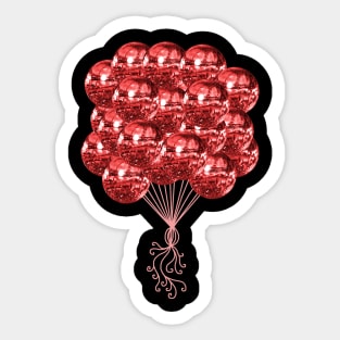 Seventies Music Red Disco Ball Balloons Sticker